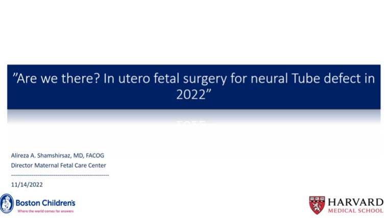 Dr. Alireza Shamshirsaz - Are we there? In-utero fetal surgery for Neural Tube defect in 2022